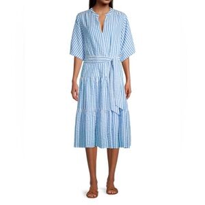 ROLLER RABBIT Lur Valonia Cotton Blue & White Striped Dress - EUC, Medium